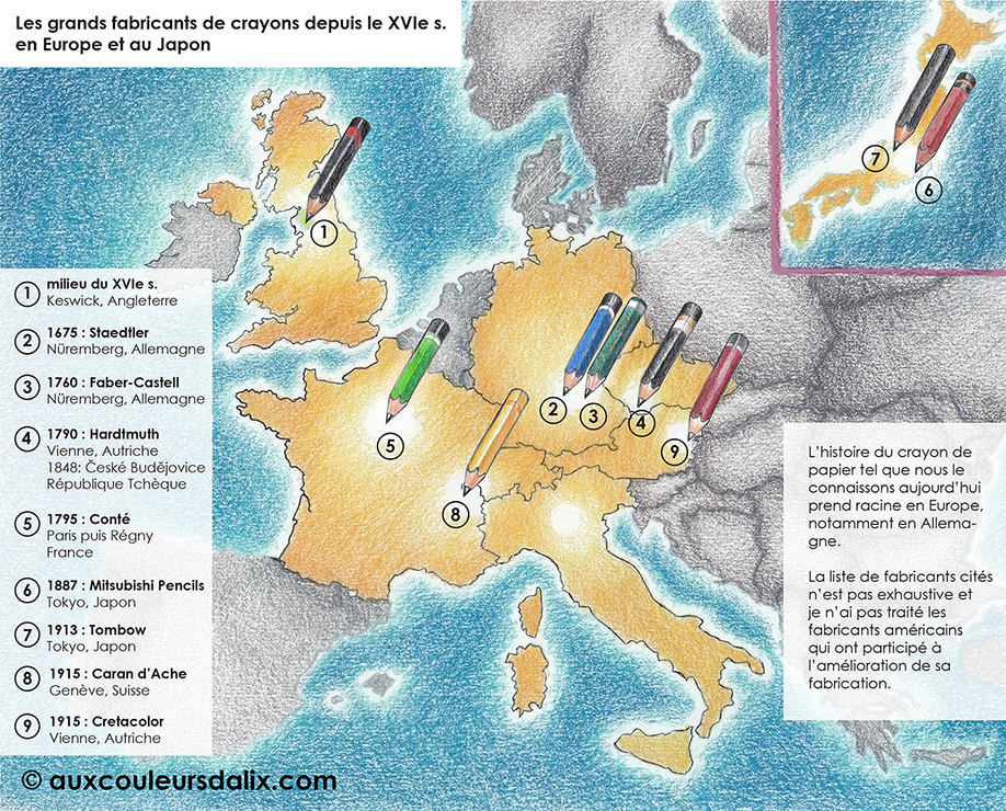 Carte des crayons en Europe