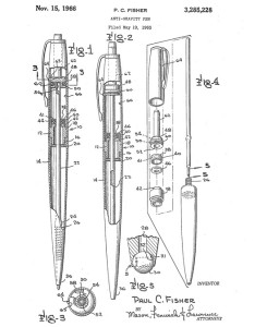 Exemplaire du brevet déposé par Paul Fisher pour son Space Pen