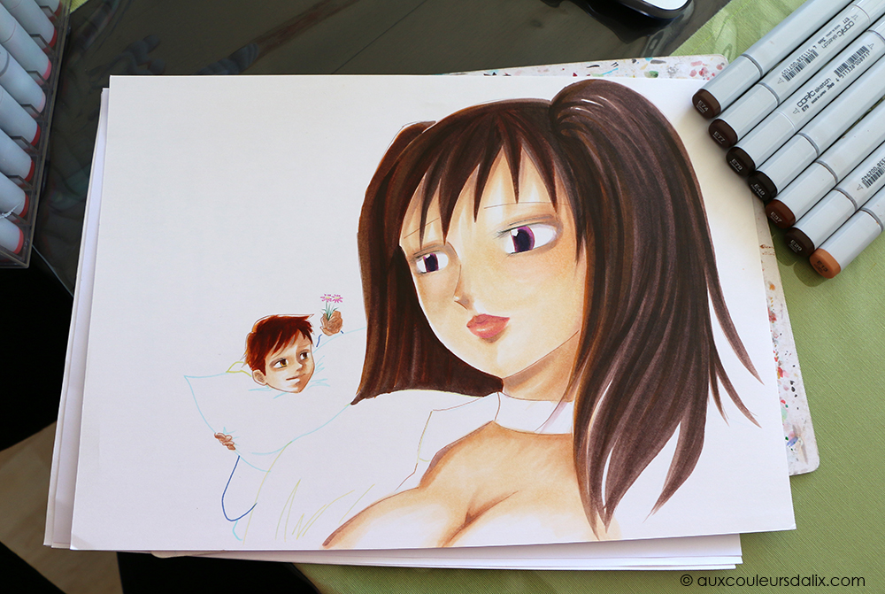 tutoriel cheveux copic ciel