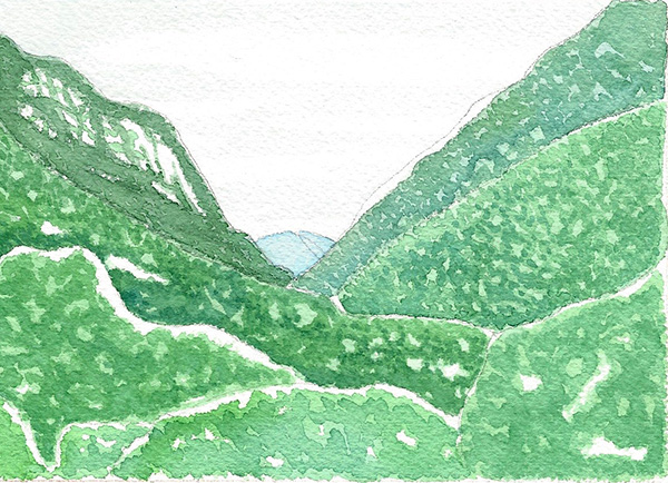 Montagnes peintes à l'aquarelle