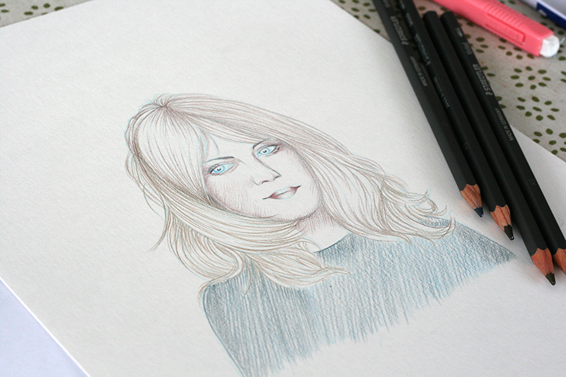 Portrait au crayon graphite aquarellable teinté Staedtler