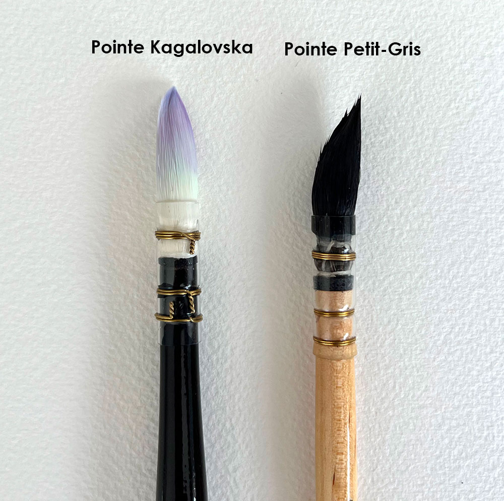 Comparaison entre le pinceau Kagalovska et le pinceau en poils de Petit-Gris