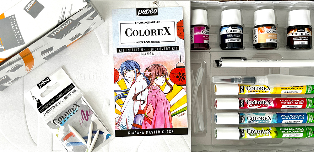 Intérieur d'un coffret initiation manga Colorex